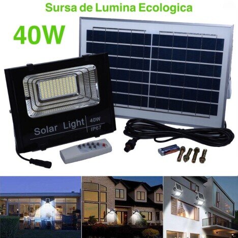 PROIECTOR 40W CU PANOU SOLAR SI TELECOMANDA